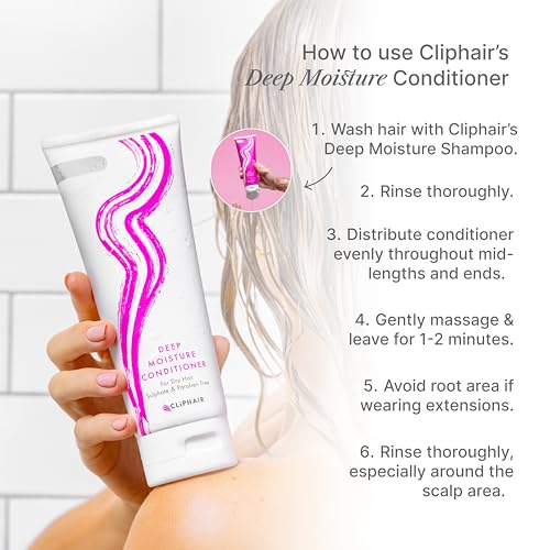 Cliphair Deep Moisture Conditioner for Hair Extensions and Dry Damaged Hair I Sulphate and Paraben Free Hair Extensions and Dry Hair Conditioner 8.45 Fl Oz - Image 4