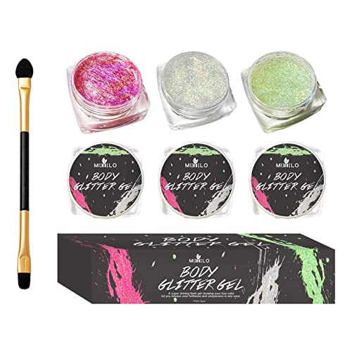 Body Face Glitter Set, Sticky Glitter Body Gel, Face Glitter Lantejoulas para Festival Maquiagem e S