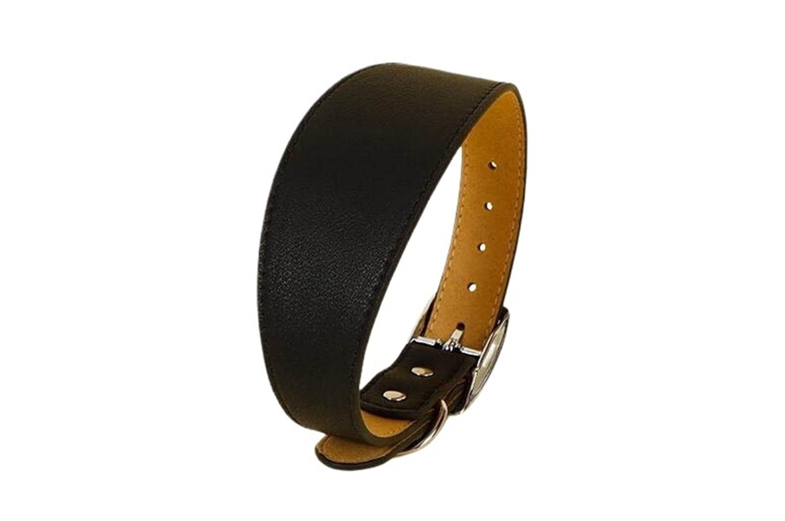 Wide Leather Dog Collar for Small Medium Large Dogs - Greyhound Deerhound Whippet Dachshund Pet Accessories(Black,L)