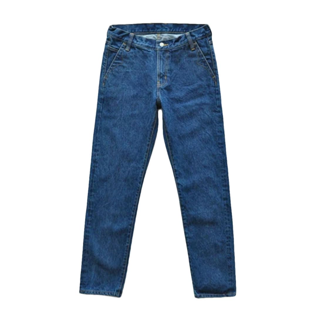 MenS Casual Taper Fit Selvedge Denim Full Length Washed Jeans Zipper Fly Heavyweight Daily Wear Trousers