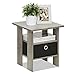 Furinno Andrey End Table / Side Table / Night Stand / Bedside Table with Bin Drawer, French Oak Grey/Black
