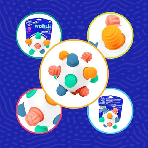 Image of Mobi Woblii Sensory Ball for Babies - Montessori Teething Toy with Satisfying Pop, Food-Grade Silicone Baby Teether for 3 Months+, BPA & Phthalate Free Activity Toy