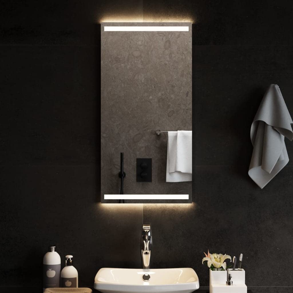 vidaXL Contemporary Rectangular LED Bathroom Mirror with USB Interface, Waterproof, Wall-Mountable, 40x80 cm, Transparent Glass