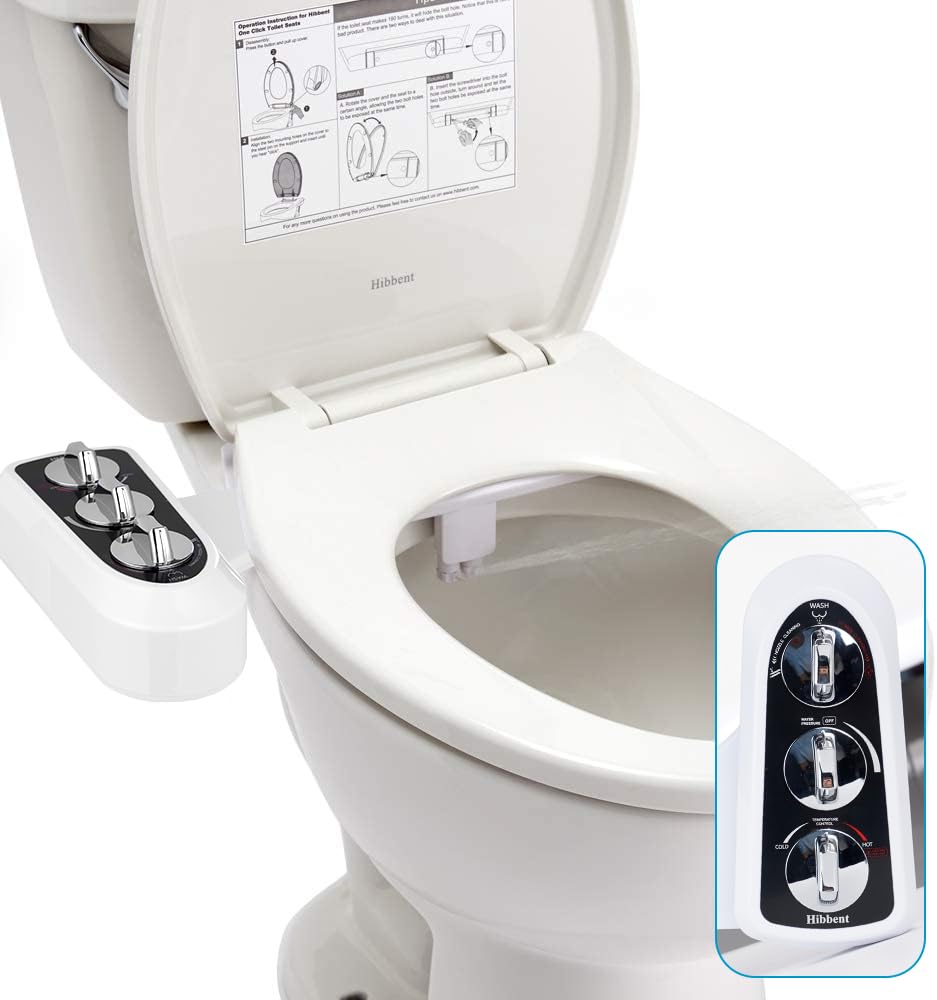 Photo 1 of ***FACTORY SEALED***Hibbent Bidet Attachment for Toilet with Self Cleaning Dual Nozzle, Hot and Cold Water Spray Non-Electric Mechanical Toilet Seat Bidet for Rear or Female Washing Sanitizing, Black