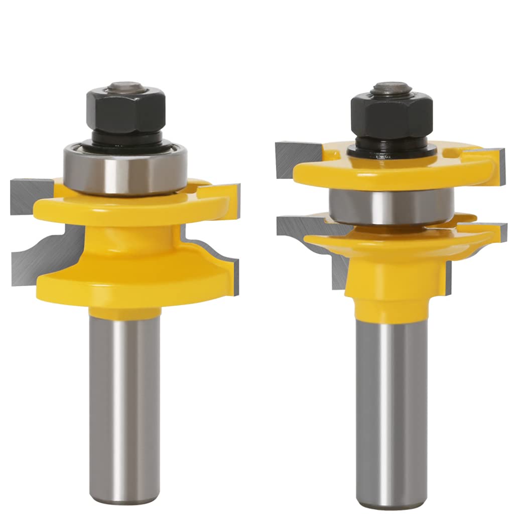 APLUS Raised Panel Door Making Hartmetall-Fräser-Bit-Set mit Rückenschneider mit 1/2-Zoll-Schaft, 3-teilig
