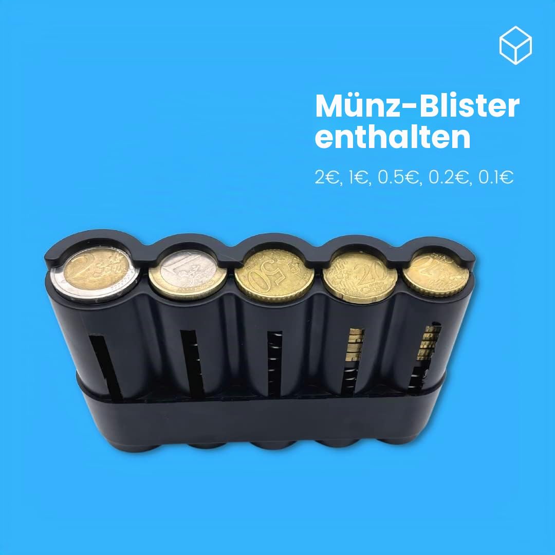 Professionelle Gürteltasche, Geldbörse inkl. 5 Euro-Wechselfächer, 4 Geldscheinfächer, Magnetverschluss - 23 x 11 x 7 cm - Schwarz
