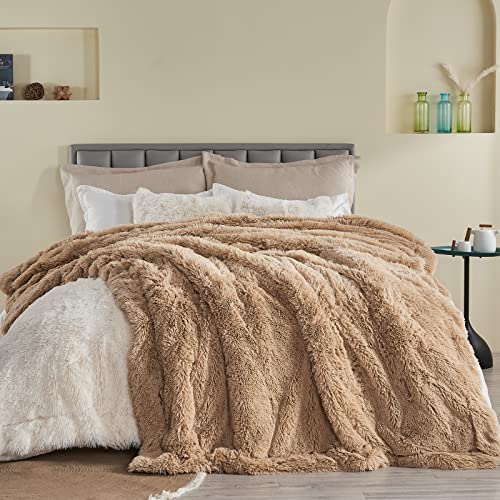 GONAAP Fuzzy Faux Fur Throw Blanket Twin Size Brown Super Soft Cozy Plush Fuzzy Shaggy Blanket for Couch Sofa Bed (Brown, Twin(60"x80"))