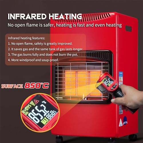 Stufa a gas portatile con ruote, design pieghevole, per riscaldamento interno ed esterno, ideale per uffici, capannoni, garage e officine