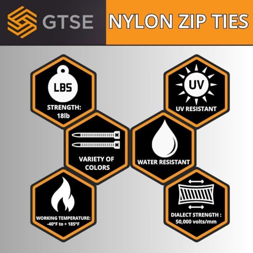 Image of GTSE 4� Red Zip Ties, 100 Pack, 18lb Strength, UV Resistant Nylon Small Cable Ties, Self-Locking 4 Inch Tie Wraps