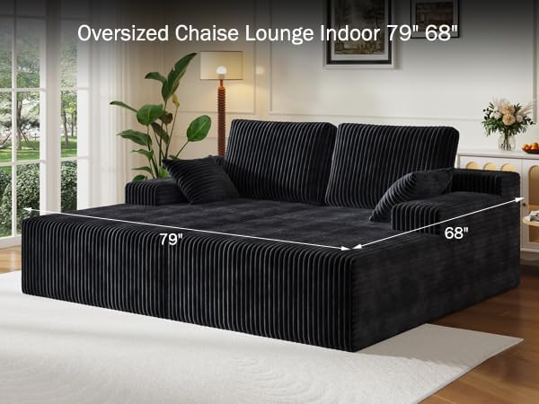 Miniatura 3 de Tumbona de 79 pulgadas para interiores, sofá biplaza de pana doble de gran tamaño, cómodo, sin hueso, sillas de lectura, sofá nube, asiento