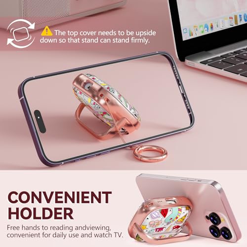Image of Inesore for AirPods Pro 3 Case Cover 2025 with Lock-Red+ Unicorn Graffit | Two-Piece Design,with Gold Keychain & Clean Pen, As Phone Stand,Support Wireless Charging,Cute Luxury Case for Women Girly