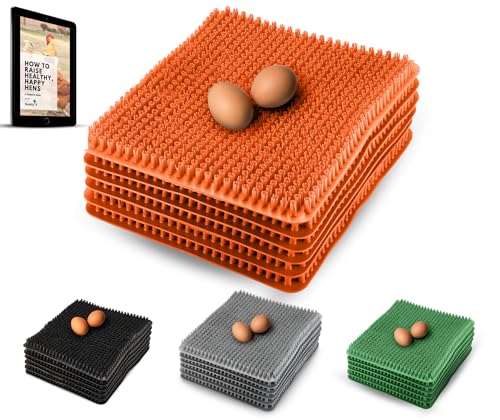 Image of Roosty's Chicken Nesting Pads x12| Easy Washable Nesting Pads Hens | Raising Poultry Ebook Included | for Chicken Coops, Nesting Boxes, Chicken Bedding and Hen House (Orange - 12 Pack)