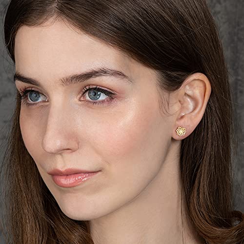 namana Mandala Stud Earrings for Women. Brushed Finish Sacred Geometry Earrings for Women. Cute Stud Earrings for Women. Mandala Flower Jewelry with Gift Box2
