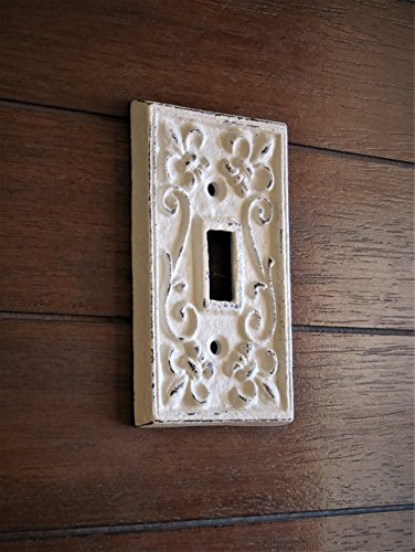 Single Light Switch Cover/Light Plate Cover/Cast Iron Plate/Fleur De Lis Design/Antique White Or Pick Your Color #TOP3