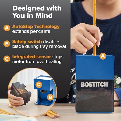 Taille-crayon électrique rechargeable Bostitch Konnect KT2 bleu pour crayons
