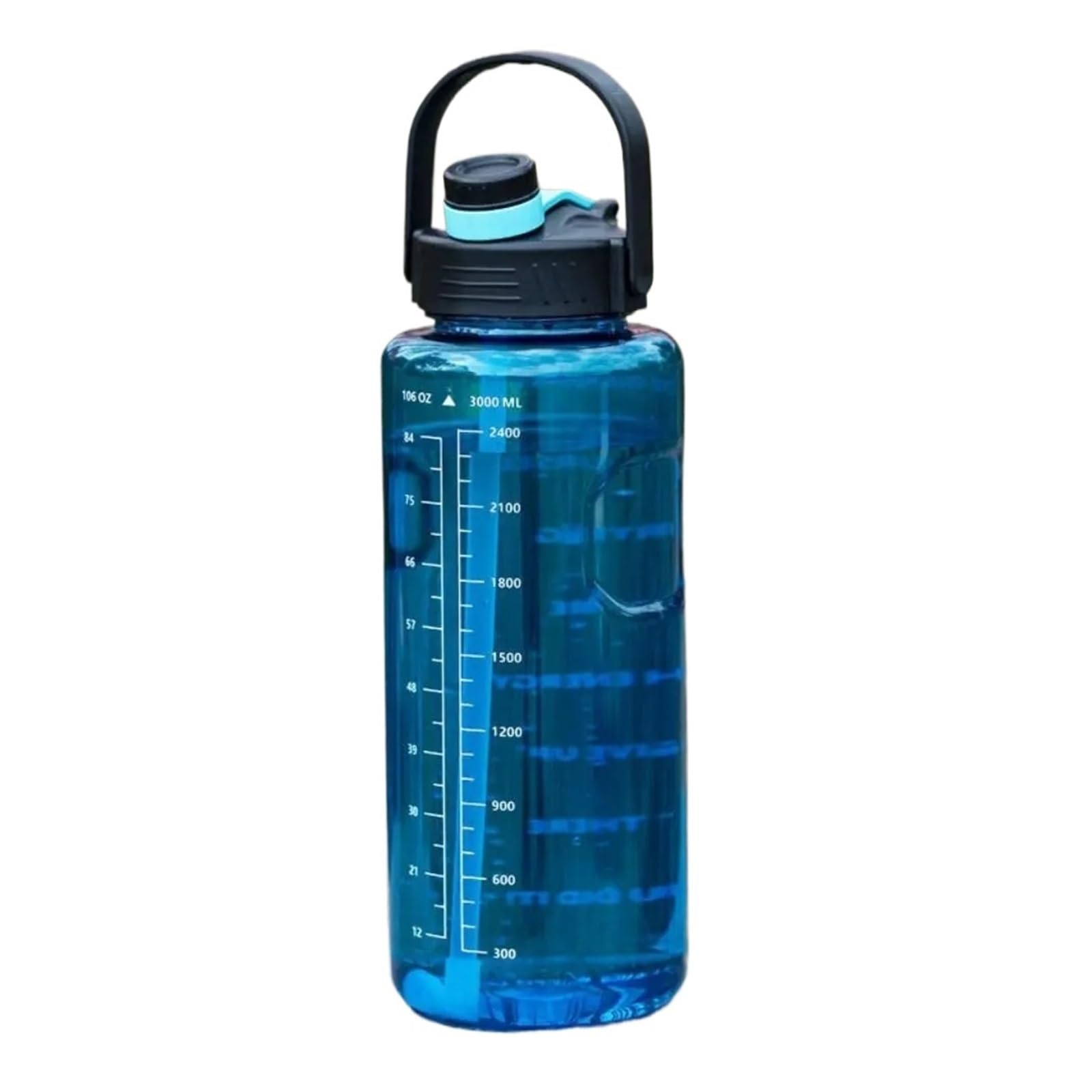 Sport-Wasserflasche mit Zeitmarkierung, transparente Trinkflasche, wasserdicht, große Kapazität, Karaffe für den Außenbereich (2 l, blau)