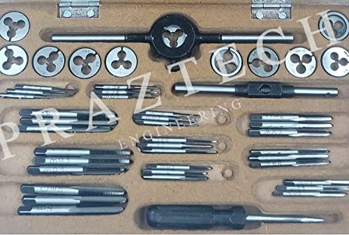 PRAZTECH Juego completo TAP and DIE 0-10 BA TAP Wrench DIE Stock (caja de madera)