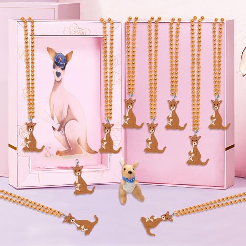 Image of 24 Pack Kangaroo Necklace Party Favors for Woodland Animal Themed Baby Shower, Birthday Party Goodie Bag Fillers, School Carnival Rewards, Photography Props, Home Decorations, Classroom Prize