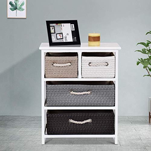Giantex Nightstands Wooden End Table W/Knitted Drawers Bedside Table Storage Organizer For Living Room Bedroom Bathroom Side Table (Four Drawers End Table) #TOP1