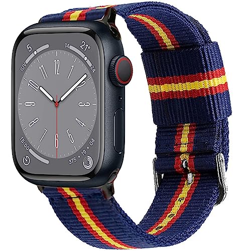 ESTUYOYA Correa España compatible con Apple Watch 49mm 46mm 45mm 44mm, (42mm-Serie 1-3) Pulsera de Nylon Azul Bandera Española Deportiva para iWatch Series 10 9 8 7 6 5 4 3 2 1 SE Ultra 2 - Otan