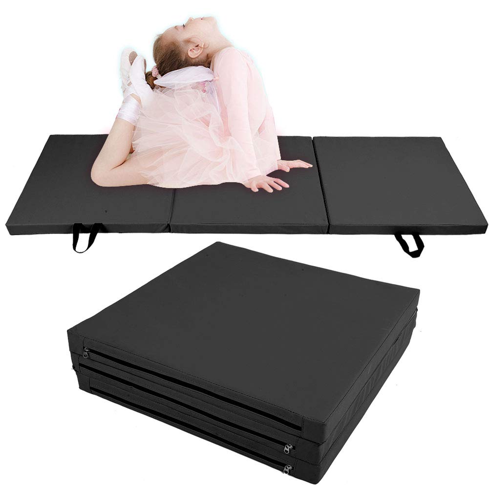 Sport, zusammenklappbar, für Fitnessstudio, Training, Training, Kindergymnastik, Tanz, Fitness, Yoga-Matte, hochwertiges Oxford-Gewebe, verdicktes PE-Schaumpolster, 3-lagig,