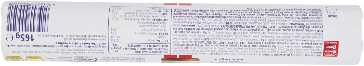 24 galletas Pavesi Ringo con vainilla, 165 g, galletas italianas con bocadillos y polpa italiano, 400 g