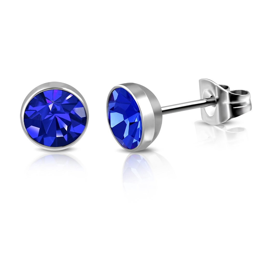 Via Mazzini Stainless Steel 2.5mm Circle Blue Crystal Stud Earrings For Men And Women (ER1177) (B07CSN7DNY) Amazon Price History, Amazon Price Tracker