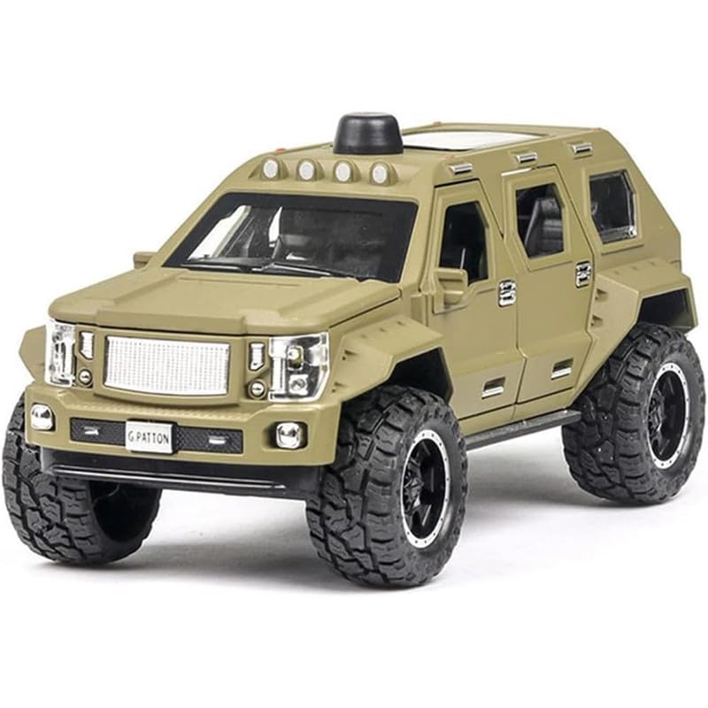 Image of New 1:24 G Pattong Diecast Alloy Metal Pull Back Car with Openable Doors Music Sound and Light Vehicle Toy Car for Kids Boys (Yellow)