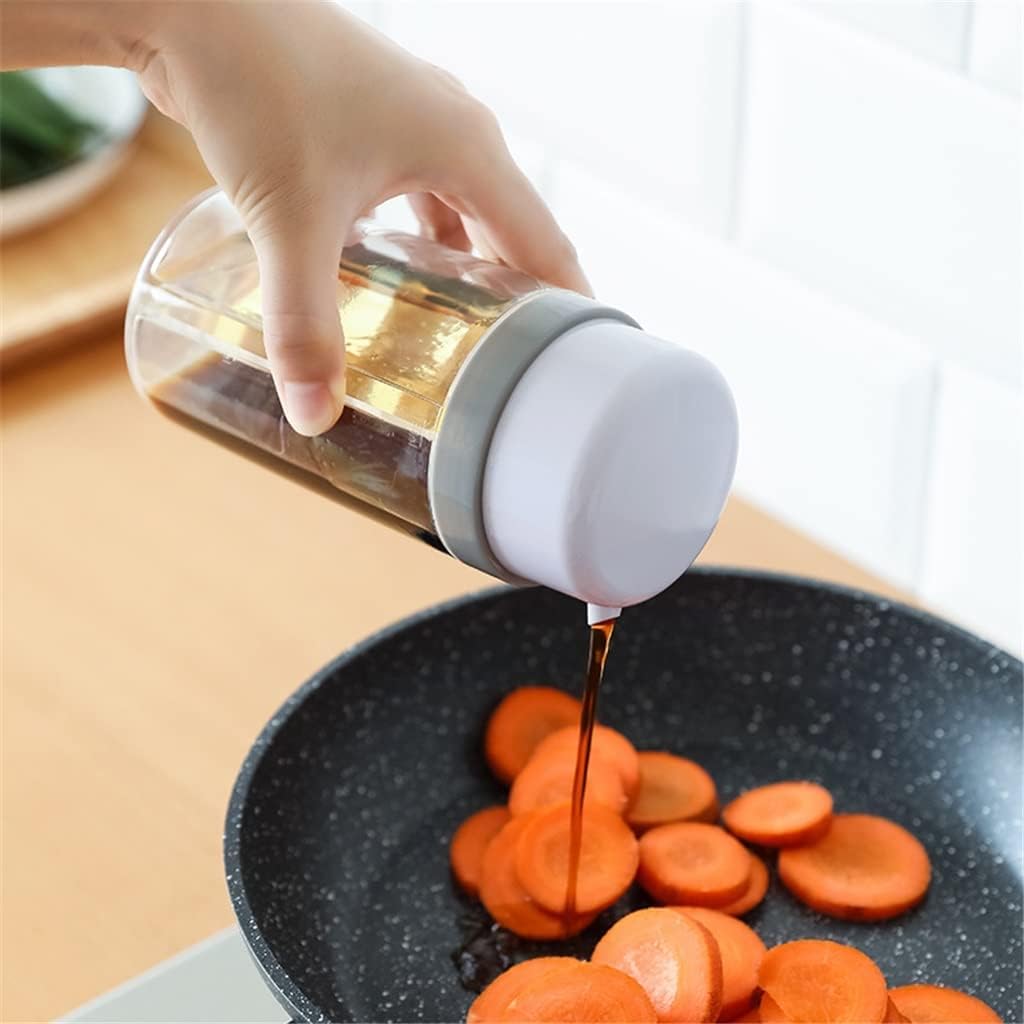 Two-in-One Rotating Kitchen Supplies Seasoning Bottle Leak-Proof Oil Pot Household Plastic Jar Soy Sauce Containers Kitchen (Color : Gray, Size : 180ml)