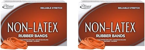 Alliance Rubber 37646#64 Bandas de goma sin látex, caja de 1 libra contiene aproximadamente 380 bandas (3 12 x 14 pulgadas, naranja) (paquete de 2)