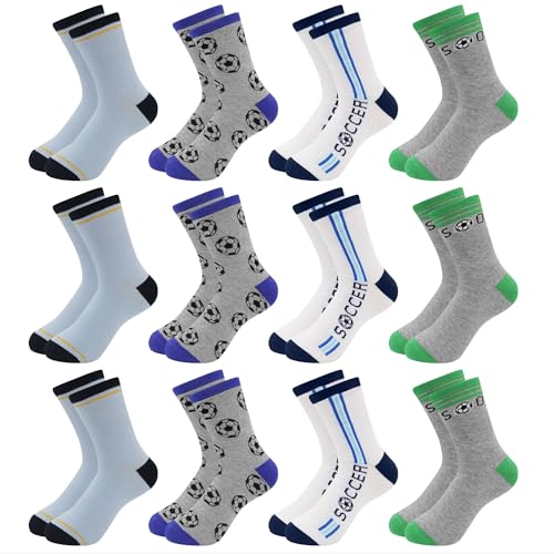 Uizuooy Socken Jungen 39-42 Socken Kinder 39-42 Jungen Kindersocken Unisex Sportsocken Fussball Baumwolle Kleinkind Sneakersocken Bunte Sommersocken Atmungsaktiv Tennissocken Kinder 12 Paar 5501