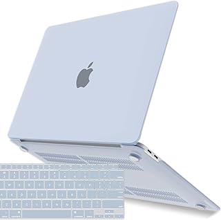 iBenzer Compatible with New MacBook Air 13 inch Case 2022 2021 2020 M1 A2337 A2179 A1932, Plastic Hard Shell Case with Keyboard Cover for Mac Air with Touch ID, Sierra Blue,CA-AT13SIBL+1