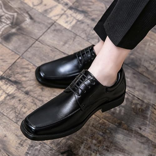 Formal Oxford Shoes for Men's Lace Up Vegan Leather Fashion Plain Toe Non Slip Block Heel Tuxedo3