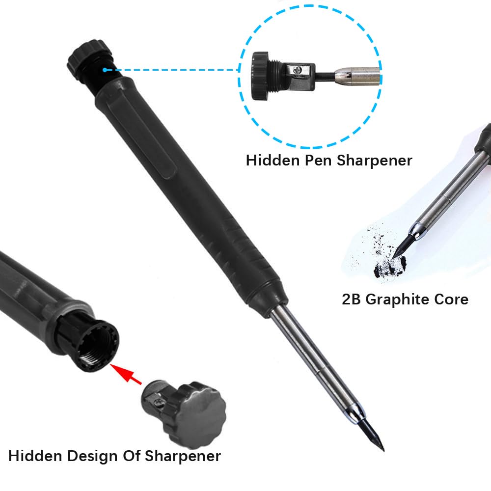 AKSIQIOL 3-Piece Tracer Pencil Set, Carpenter & Builder Pencils with Built-In Sharpener - Image 3