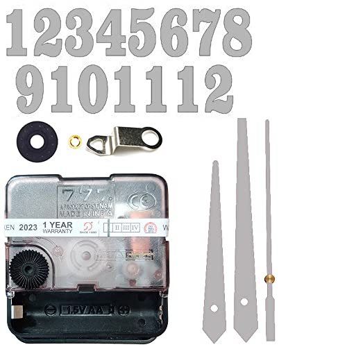 Image of 12 Pcs Arabic Mirrored Acrylic Numerals Movement Machine 22mm for Wood Resin Marble Clock Fancy Needles Pack 2 (Silver D0)