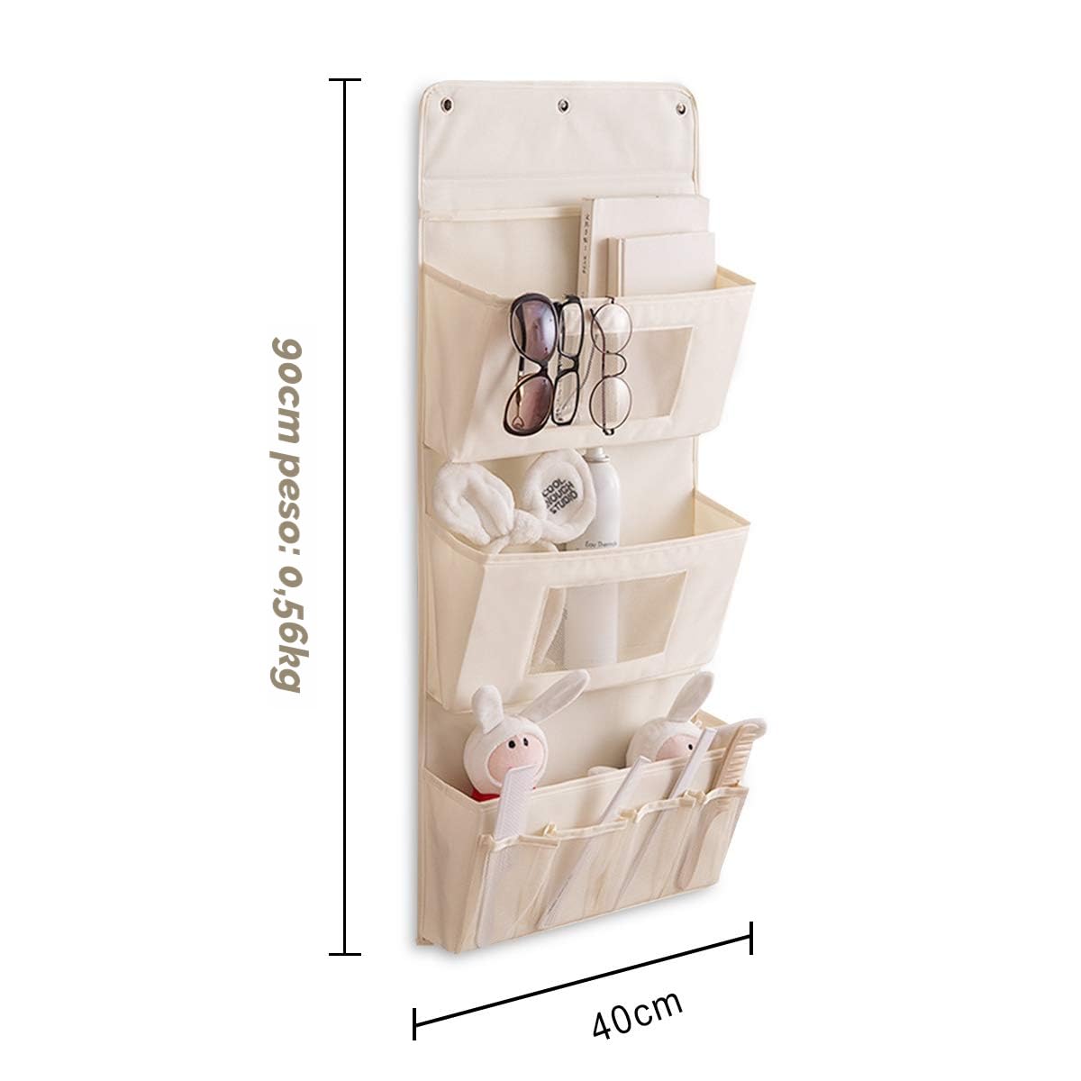 Organizador Colgante con Bolsillos Práctico Almacenamiento Colgante Organizador Bolsillos para Cocina Dormitorio Albaricoque