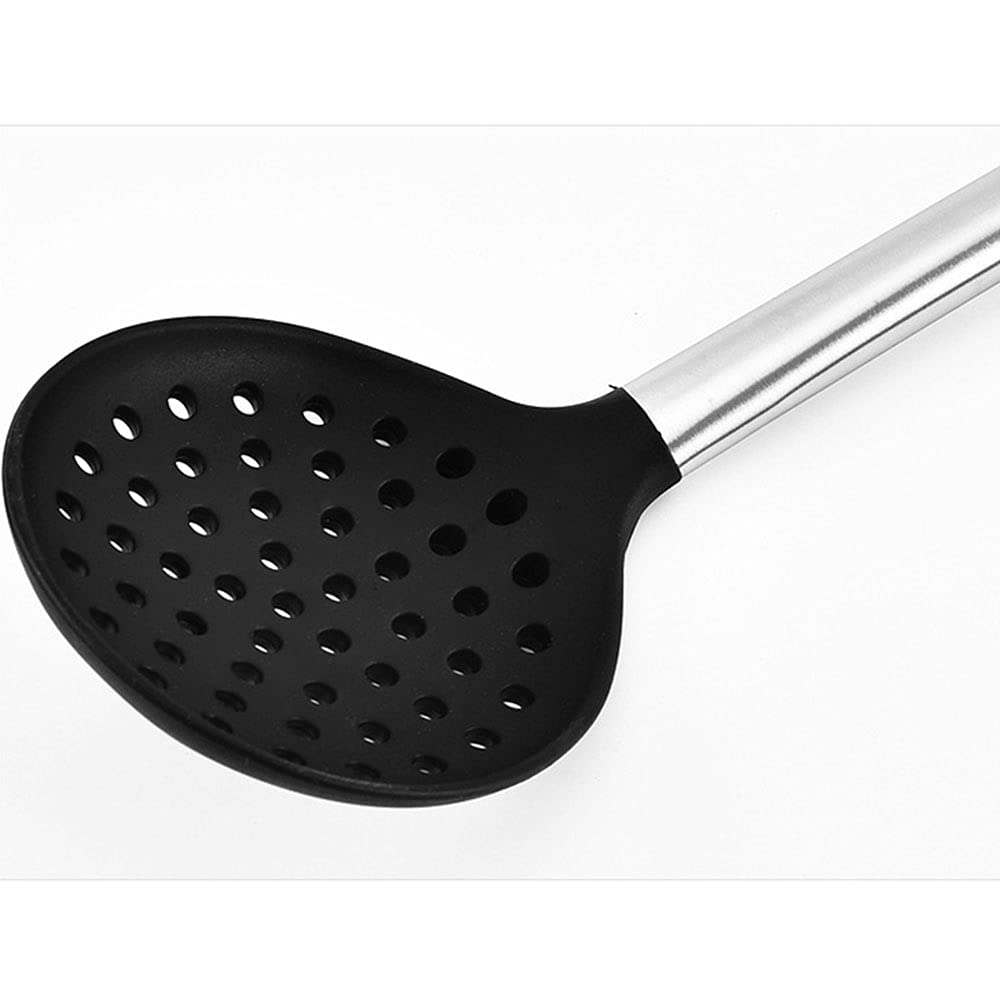 Küchenhelfer aus Silikon, schwarz, antihaftbeschichtet, Küchenspatel, Pfannenwender, Zubehör, hitzebeständige Sets von Edelstahlgriff, Cookware