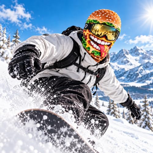 Funny Ski Mask Old Man Hamburger Printed Balaclava Winter Novelty Masks - image 4
