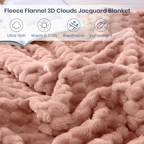 Monbix Pink Fleece Throw Blanket for Couch- Room Decor Soft Cozy Blankets for Women, Lightweight Fleece Flannel Bed Blanket Suitable for All Seasons(50"×60",Pink)