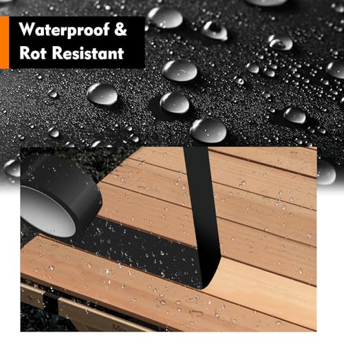Image of AccEncyc 2 Rolls Butyl Joist Deck Tape, 4 Inches & 2 Inches Waterproof Self-Adhesive Weatherproof RV Roof Tape Black for Wood Decks Joist Beams Roof (50 ft)