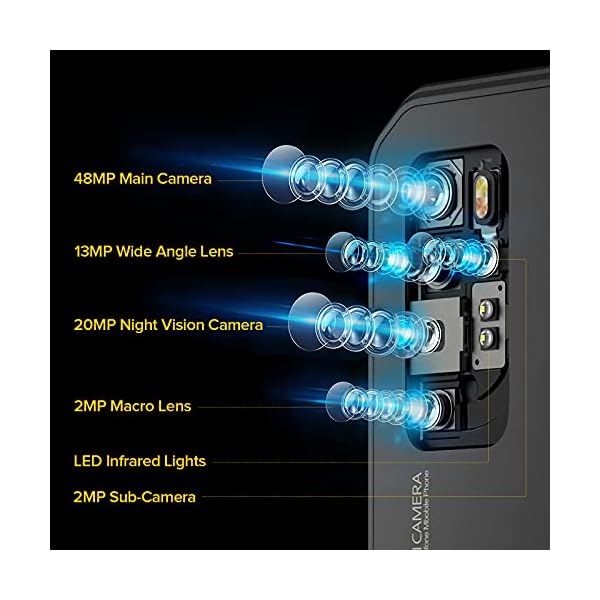 5G Rugged Smartphone, 8GB + 256GB, 5G Network,48MP Four Rear Ai Camera Night Vision Camera,6.1" Screen Android 10, 5200mAh Battery Waterproof Cell phone, NFC Wireless Charging IP68 Ulefone Armor 11 5G