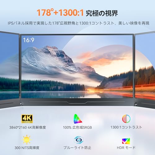 UPERFECT モバイルモニター 15.6インチ 4K 非光沢 ポータブルモニター 3840x2160 UHD の商品画像 1