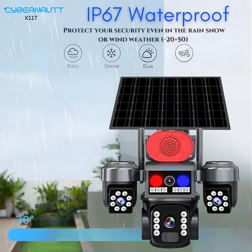 Image of XUGA-Cybernautt Series X11T 12MP PTZ Dual Solar 4G Sim Outdoor CCTV Camera | Color Night Vision | Motion Detection | Water Proof | Built in Siren | Use Air-tel 4G Sim