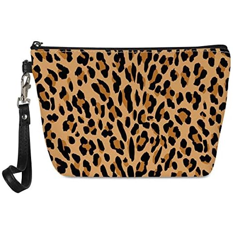 Amzbeauty Leopard Makeup Bag PU Leather Purse Toiletry Pouch Travel Cosmetic Bags with Zipper, Gift for Women Cover
