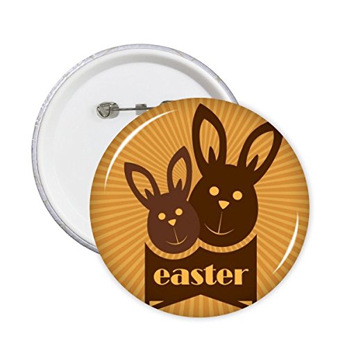 Badge rond Lapin de Pâques marron 5Pcs M pour décoration vêtements