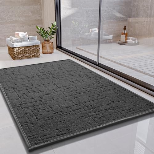 SIXHOME Badteppich Dunkelgrau 40 x 60cm für Badezimmer Mit Gummirückseite