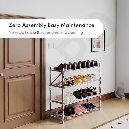 Image of LAPO Exclusive Stainless Steel Multipurpose Shoe Rack | 4 Step Foldable Storage Stand for Footwear, Clothes & Home Essentials | Durable Rust-Proof Organizer | Z125