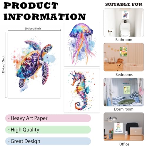 arricraft 3 Pcs Sea Animal Wall Poster - Image 2