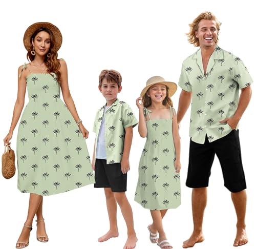 Image of SANGTREE Family Matching Hawaiian Outfits , Casual Beach Travel Clothes ，Vacation Clothing Set for Women & Men & Girls & Boys