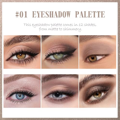 Image of SUAKE Nude Pink Eyeshadow Palette, Matte & Shimmer, High Pigmented 12 Colors Brown Purple Eye Shadow Primers for Eye Makeup, Korean Powder Palet de sombras de ojos (01# Caramel Brown)